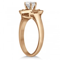 Halo Diamond Floral Engagement Ring Setting 18k Rose Gold (0.12ct)