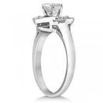 Halo Diamond Floral Engagement Ring Setting Platinum (0.12ct)