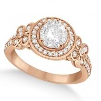 Floral Halo Half Eternity Diamond Ring 14k in Rose Gold (0.35ct)