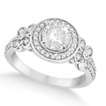 Floral Halo Half Eternity Diamond Ring 14k in White Gold (0.35ct)