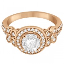 Floral Halo Half Eternity Diamond Ring in 18k Rose Gold (0.35ct)