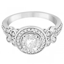 Floral Halo Half Eternity Diamond Ring in Palladium (0.35ct)