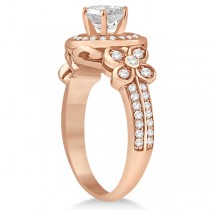 Diamond Flower Engagement Ring & Band Bridal Set 14k Rose Gold (0.51ct)