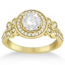 Diamond Flower Engagement Ring & Band Bridal Set 14k Y. Gold (0.51ct)