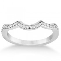 Diamond Channel Set Curved Wedding Band in 18k White Gold (0.16ct)