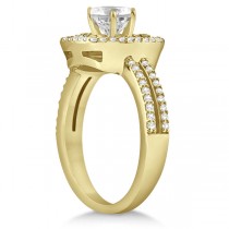 Double Halo Diamond Engagement Ring Bridal Set 14K Yellow Gold (0.64ct)