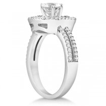 Double Halo Diamond Engagement Ring Bridal Set Palladium (0.64ct)