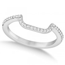 Pave Curved Diamond Wedding Band 14K White Gold (0.15ct)