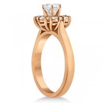 Diamond Halo Engagement Ring 14K Rose Gold Prong Setting (0.32ct)