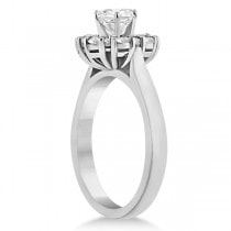 Diamond Halo Engagement Ring 18K White Gold Prong Setting (0.32ct)