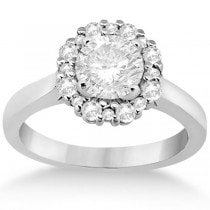 Diamond Halo Engagement Ring Platinum Prong Setting (0.32ct)