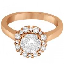 Halo Diamond Engagement Ring & Wedding Band 14k Rose Gold (0.51ct)