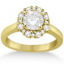 Halo Diamond Engagement Ring & Wedding Band 14k Yellow Gold (0.51ct)