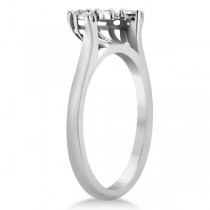 Halo Diamond Engagement Ring with Band Bridal Set Palladium (0.51ct)