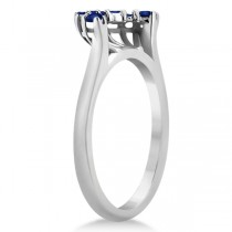 Halo Blue Sapphire Engagement Ring & Band 18K White Gold (1.08ct)
