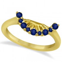 Halo Blue Sapphire Engagement Ring & Band 18K Yellow Gold (1.08ct)