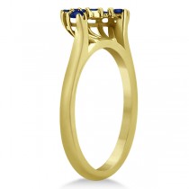 Halo Blue Sapphire Engagement Ring & Band 18K Yellow Gold (1.08ct)