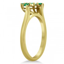 Halo Green Emerald Engagement Ring & Band 18K Yellow Gold (1.08ct)