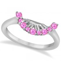 Halo Pink Sapphire Engagement Ring & Wedding Band Palladium (1.08ct)