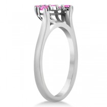 Halo Pink Sapphire Engagement Ring & Wedding Band Palladium (1.08ct)