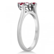 Halo Ruby Engagement Ring & Wedding Band 14k White Gold (1.08ct)