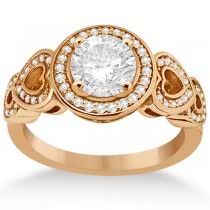 Halo Diamond Heart Engagement Ring 18kt Rose Gold (0.30ct.)