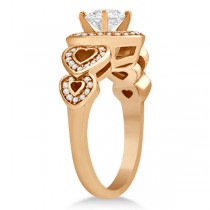 Halo Heart Engagement Ring & Wedding Band 14kt Rose Gold (0.50ct.)