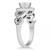 Halo Heart Engagement Ring & Wedding Band 14kt White Gold (0.50ct.)
