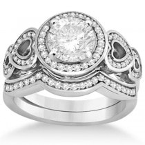 Halo Heart Engagement Ring & Wedding Band Platinum (0.50ct.)