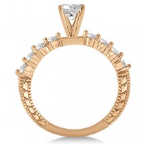 Filigree Diamond Engagement Ring & Wedding Band 14k Rose Gold 0.54ct