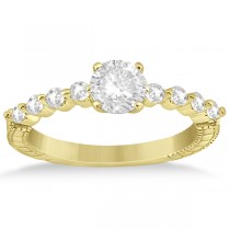 Filigree Diamond Engagement Ring & Wedding Band 14k Yellow Gold 0.54ct