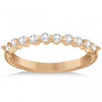 Filigree Designed Ten Diamond Wedding Band in 14k Rose Gold 0.30ct