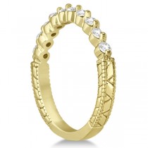 Filigree Designed Ten Diamond Wedding Band in 18k Yellow Gold 0.30ct