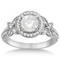Halo Diamond Butterfly Engagement Ring Platinum (0.33ct)