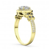 Diamond & Sapphire Butterfly Engagement Ring 14k Yellow Gold (0.35ct)