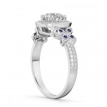 Diamond & Sapphire Butterfly Engagement Ring 18k White Gold (0.35ct)