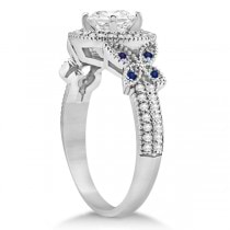 Diamond & Sapphire Butterfly Engagement Ring Palladium (0.35ct)