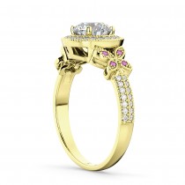Diamond & Pink Sapphire Butterfly Engagement Ring 14k Yellow Gold (0.35ct)