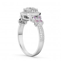 Diamond & Pink Sapphire Butterfly Engagement Ring 18k White Gold (0.35ct)
