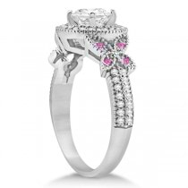 Butterfly Diamond & Pink Sapphire Engagement Set Palladium (0.50ct)