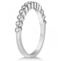 Flower Diamond & Blue Sapphire Bridal Ring Set 18k White Gold (0.66ct)