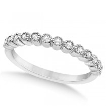Flower Diamond and Emerald Bridal Ring Set 14k White Gold (0.65ct)