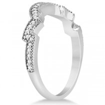 Butterfly Square Halo Design Diamond Bridal Set 14k White Gold 0.51ct