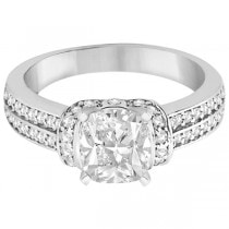 Two-Row Ribbon Diamond Engagement Ring 14k White Gold (0.34ct)