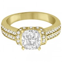 Two-Row Ribbon Diamond Engagement Ring 14k Yellow Gold (0.34ct)
