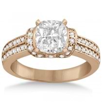 Ribbon Diamond Engagement Ring & Wedding Band 14k Rose Gold (0.44ct)