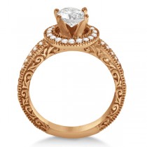 Filigree Carved Halo Diamond Engagement Ring 18k Rose Gold (0.30ct)