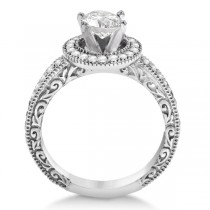 Filigree Halo Engagement Ring & Wedding Band 14kt White Gold (0.50ct.)