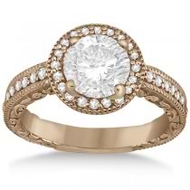 Filigree Halo Engagement Ring & Wedding Band 18kt Rose Gold (0.50ct.)
