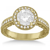 Filigree Halo Engagement Ring & Wedding Band 18kt Yellow Gold (0.50ct)
